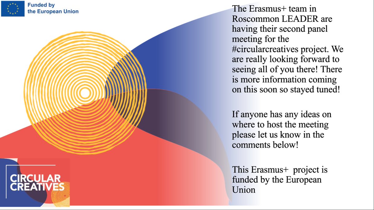 Our next panel meeting is coming soon. Where do you think it should be held in Roscommon? @cekate_hr @gigtw @akep_eu @MomentumInnov #RIDC #RLP #Roscommon #RoscommonLeaderPartnership #LEADER #circulareconomy #erasmusplus #erasmusplusproject #circularcreatives