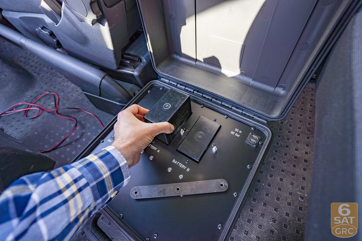 grcltd's tweet photo. Good Morning #GetSAT βοΈ with our #PMBS vehicle battery/UPS for a 100% walk-on-fit, this Nano on @AvantiComms using our ruggedised GRM950 with @iDirect Modem adds high-speed on-the-move connectivity to many land or maritime platforms within minutes - https://t.co/nKAQ04xNyJ https://t.co/jTpiOd28pz