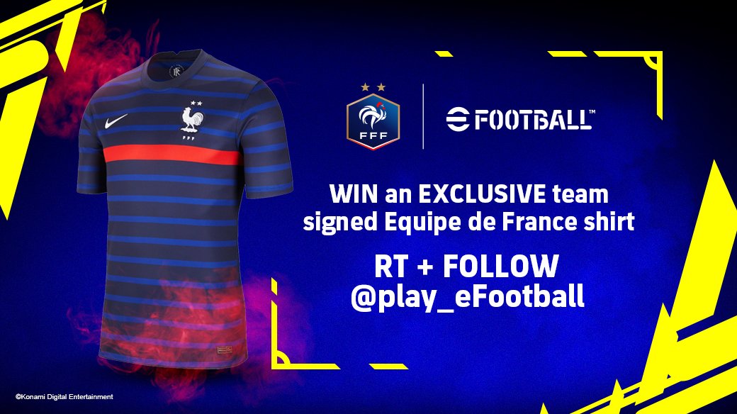 🇫🇷🇫🇷🇫🇷🇫🇷

To celebrate our new partnership with <a href="/equipedefrance/">Equipe de France ⭐⭐</a> we are giving away an exclusive squad signed shirt! ✍️

To win this beauty, you just need to:
📱 Be following the <a href="/play_eFootball/">eFootball</a> page
🔁👍 Like and RT this post
➕insert the hashtag #eFFFootball 

Bonne chance!