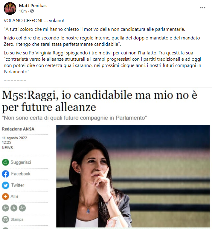 MPenikas's tweet photo. Amici pentastellati, voi de #LaBBBASE avete gia' inserito la #Raggi nella categoria BRUTTI E CATTIVI dopo la diatriba con #Conte o se ne riparla?
Grazie in anticipo https://t.co/NQi67G0CeJ