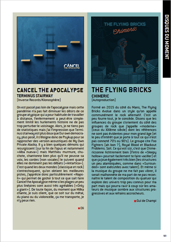 WFenec's tweet photo. #WFENECMAG / N°51 : #CHRONIQUE p.93 de “Chimeric“ de @FlyingBricksOff => https://t.co/8z4ZlPQXuw #rock https://t.co/mKEp2UME2k