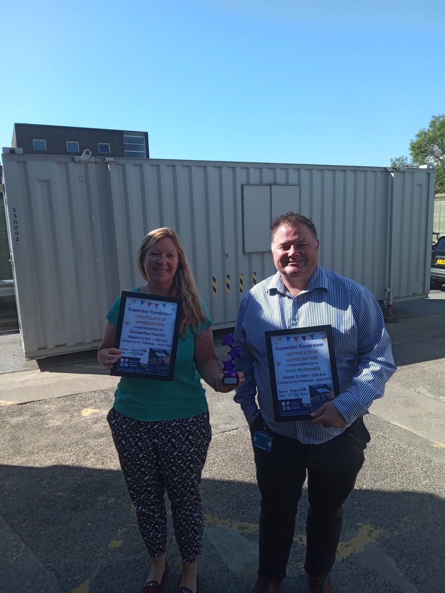 @BTHFT_EFandCE very own Sam and Scott who received certificates and fundraiser of the month award for their recent epic 74 mile bike ride for @BTHFTCharity
