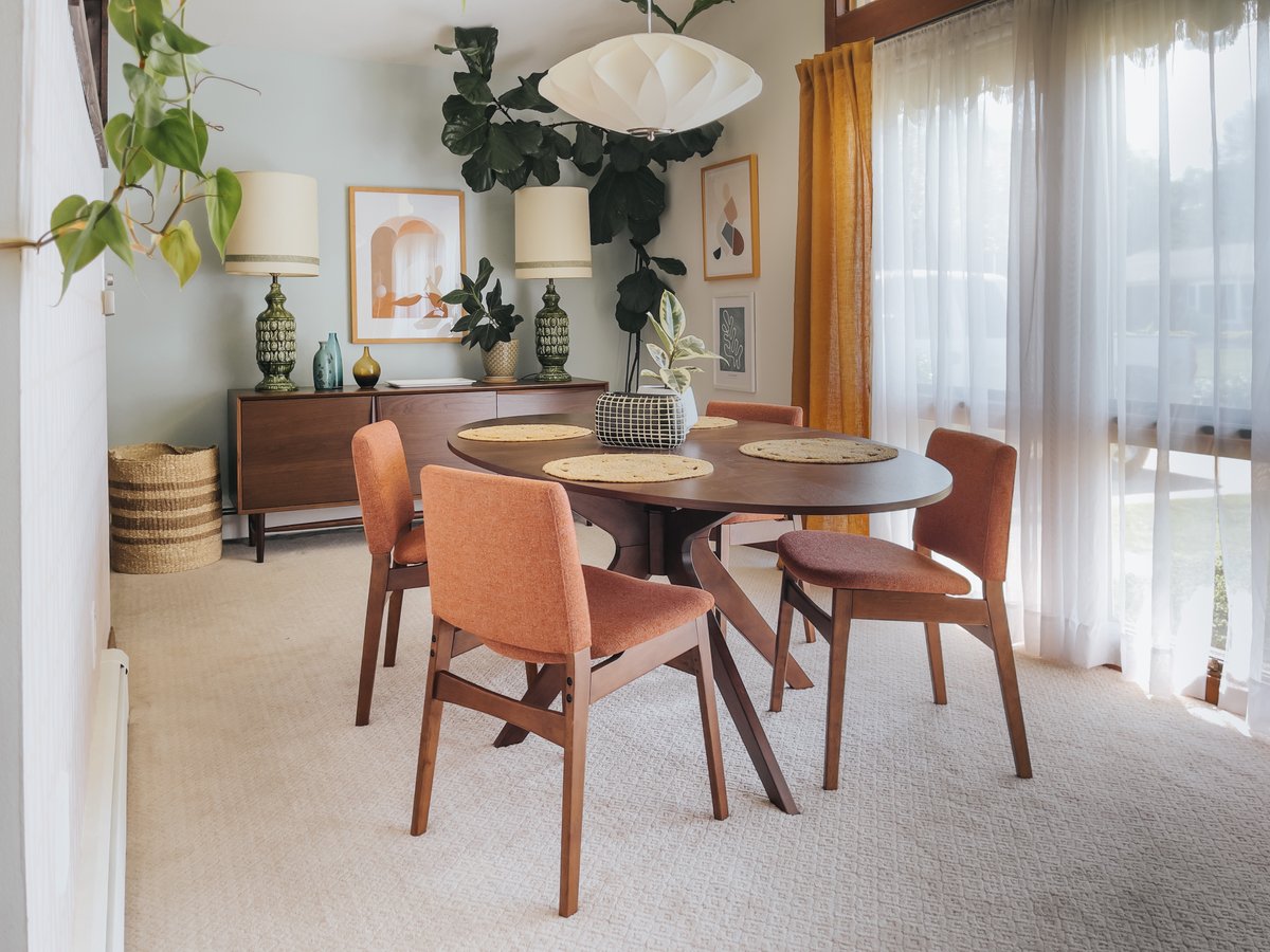 DreamGreenDIY's tweet photo. Today's the big day! Click to see our totally made-over dining room, featuring the #NoshChair, #ConanTable, and #LeniaSideboard all from @articlemodern, plus learn our motivations for swapping to this retro-inspired design: https://t.co/iJyFfTwRgM #ourArticle #ad https://t.co/CLOJi1T6jh