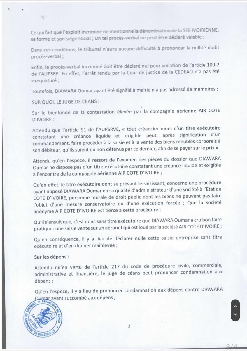 eben_yao26's tweet photo. Je fais un thread pour expliquer ce qui est dit dans l’ordonnance du Tribunal de Commerce de Brazzaville dans l’affaire Diawara / État de Côte d’Ivoire

1/10 https://t.co/wkzwJK4gvw