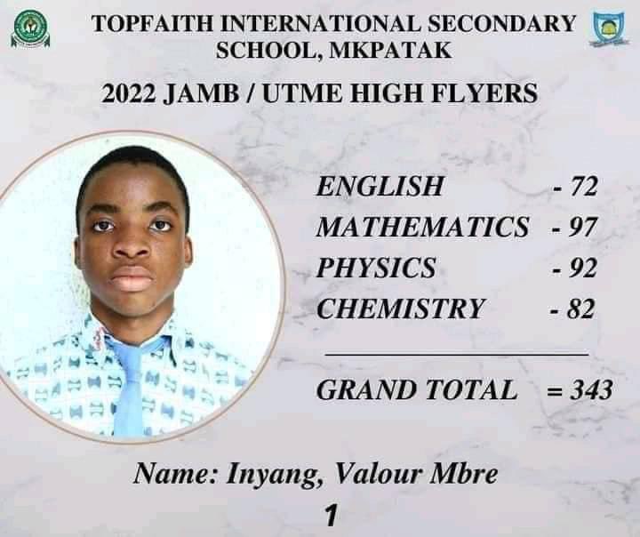 beethelighted's tweet photo. Despite the poor attention to education in our country, our young people are still paving way for themselves through diligence and hard work. Congratulations to Valour Inyang for emerging top flier in 2022 WAEC and UTME Exams. You will go on to excel! 🎉 https://t.co/VOFYxSb8mU