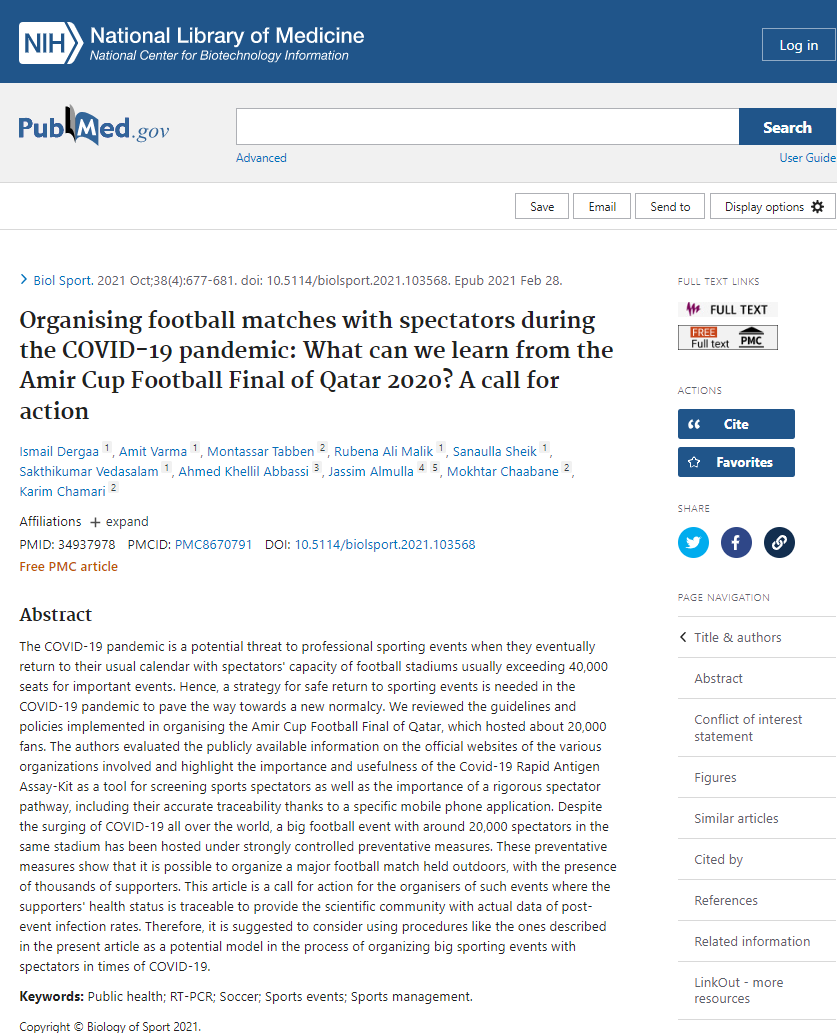 BiolSport's tweet photo. #Football #Funs &amp; #COVID19
Organising football matches with #spectators: what can we learn from the Amir Cup Football Final of #Qatar 2020? A call for action! 🏟️🇶🇦
✍️@IDergaa et al. | @ProfChamari @DrTabben
🔓🔗https://t.co/6JHZRJaqrU

@Aspetar @AsianFootballs https://t.co/byqyOfggfb