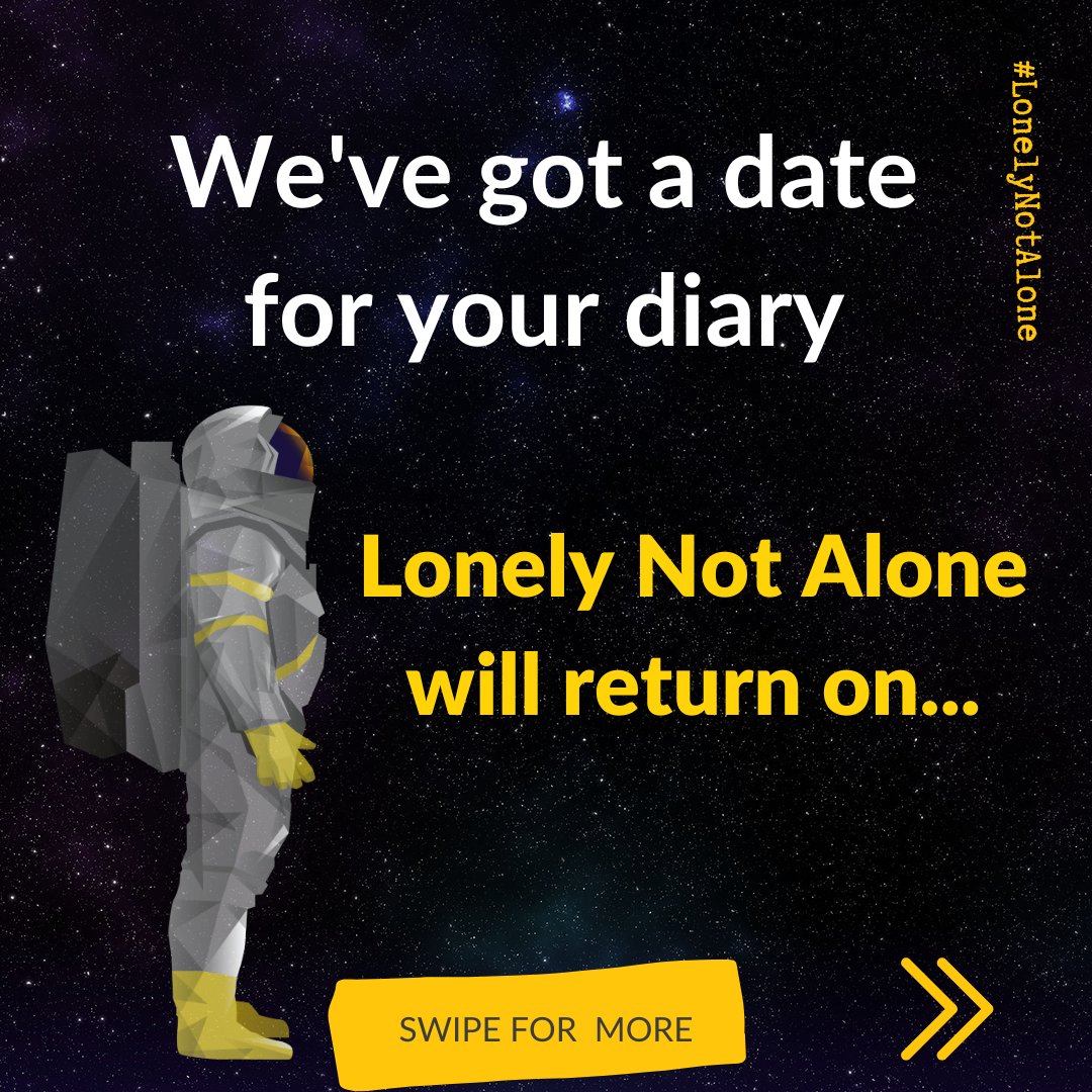 lonelynotalone's tweet photo. BREAKING NEWS! 📢

It's the date you've all been waiting for...🥁

#LonelyNotAlone will return on 5 October. This year is going to be bigger and bolder than ever. Please help us spread the word!

Find out how you can get involved 👉 https://t.co/PYl2z1w0oe https://t.co/lIewjq1ftB