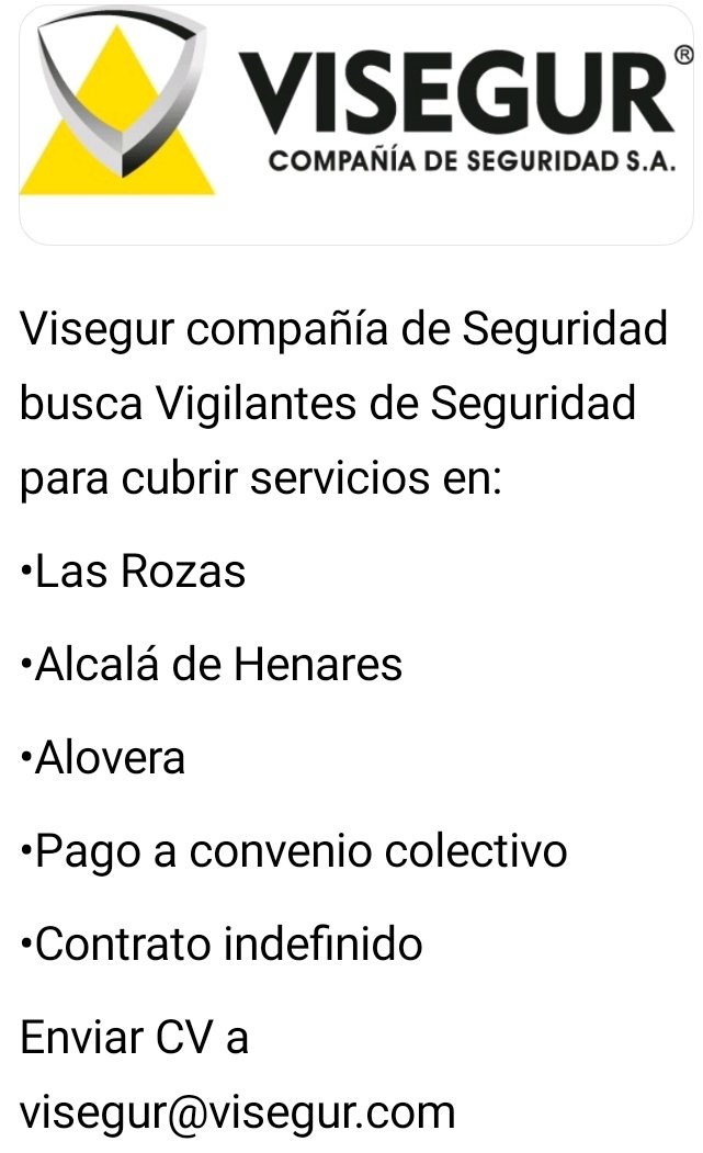 MadridMarea's tweet photo. Por si os puede interesar poneros en contacto con visegur@visegur.com
(Pago a convenio colectivo de empresas de seguridad) https://t.co/12IxVeEOY0