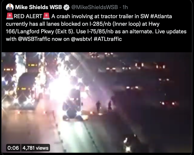 RebeccaLAnders's tweet photo. I285 #Atlanta #TrafficJam Any chance they could disallow #Tractors &amp; #Semis during peak hours for accidents? @PeteButtigieg? Is it Visibility Or #LowerSpeedLimit @VP Looks like there are a lot of big vehicles (assume in worst case tires are bald, driver is sleep deprived) https://t.co/iDdyBzSAvN