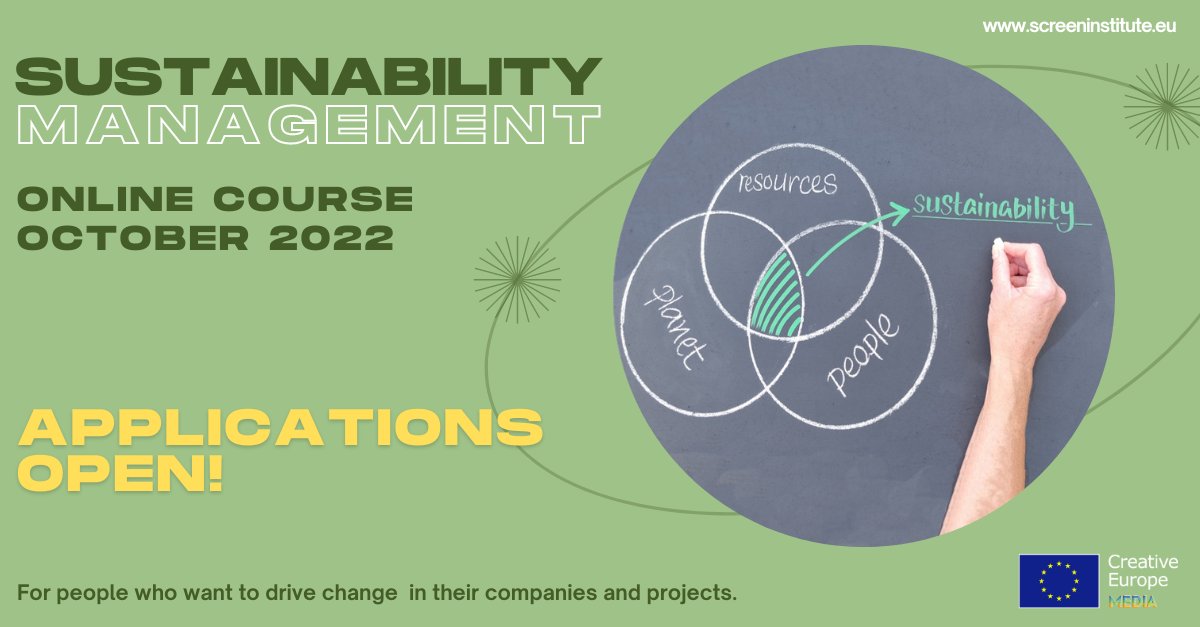 Apply by August 31: The #ScreenInstitute Sustainability Management Course aims to improve environments for everyone in the film and media industry. Discover how to run a business or large media project more sustainably: bit.ly/3uz27A3