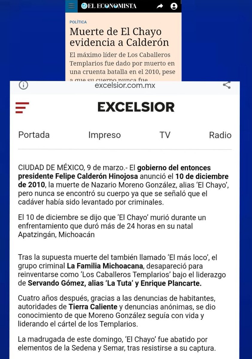 SebasRhp1's tweet photo. ●2010 el narco Nazario Moreno paga a Felipe Calderón por fingir su muerte, asi el Chayo opera impunemente 4años+ junto a la Tuta y la Cocoa, hermana de FeCaI, en Michoacán.

●2012 Antes del fin de sexenio, "el Mensho" #Borolas ordena la liberación de el Mencho, líder del #CJNG. https://t.co/Iqgf9vvbGq