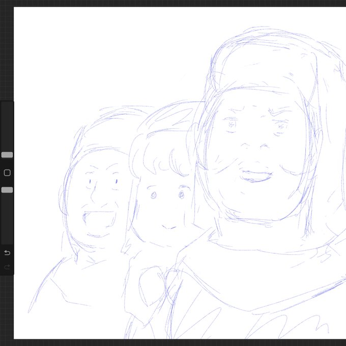とりあえず明日の一発ネタのアタリ描いてみる。

たぶんこの段階だと誰か分からないはず。 