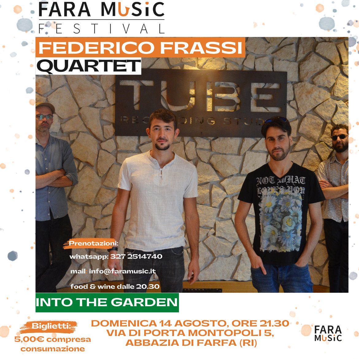 Fara_Music's tweet photo. #live | I prossimi appuntamenti del Fara Music Festival, dal 12 al 15 Agosto:
• Nagy Emma Quintet | 12 Agosto
• Do you believe in Jazz | 13 Agosto
• Federico Frassi Quartet | 14 Agosto
• Get Wet | 15 Agosto
#faramusic #concerti #ferragosto #musica #abbaziadifarfa #DJSet #jazz https://t.co/Df1vkzt4db