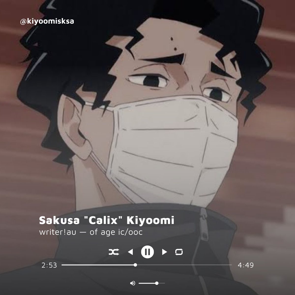 ㅤ

          Sakusa "Calix" Kiyoomi

          Not new to #hqrp
          Like and/or retweet
              to be mutuals.

ㅤ