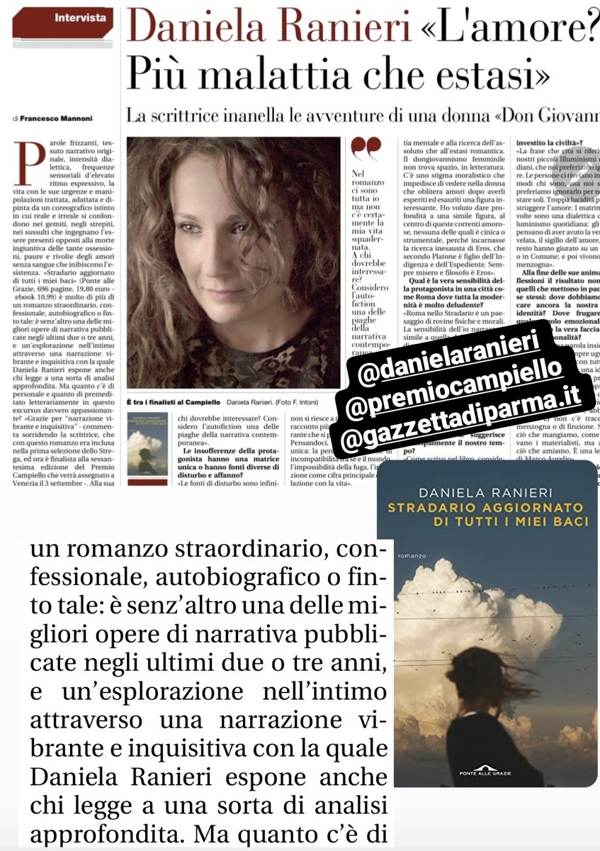 Intervista a @danielaranieri finalsta @PremioCampiello con 'Stradario aggiornato di tutti I miei baci' su @gazzettaparma