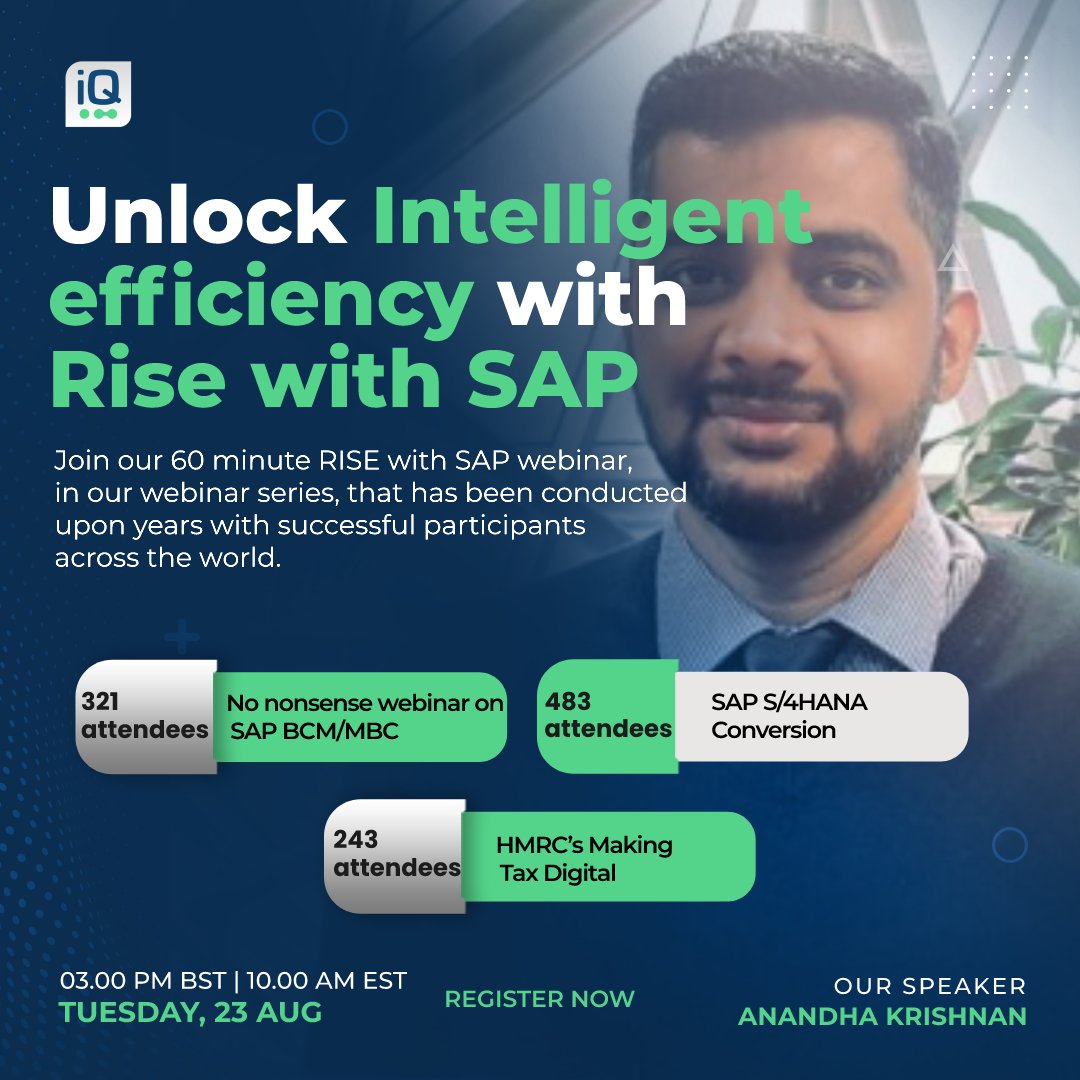 IquantmT's tweet photo. Here's the link for you to register: https://t.co/JfgU5VdqKL. 

After a string of successful no-nonsense webinars on several aspects of SAP, we are back with a bang.

#business #innovation #sap50 https://t.co/0M8nekWDHL