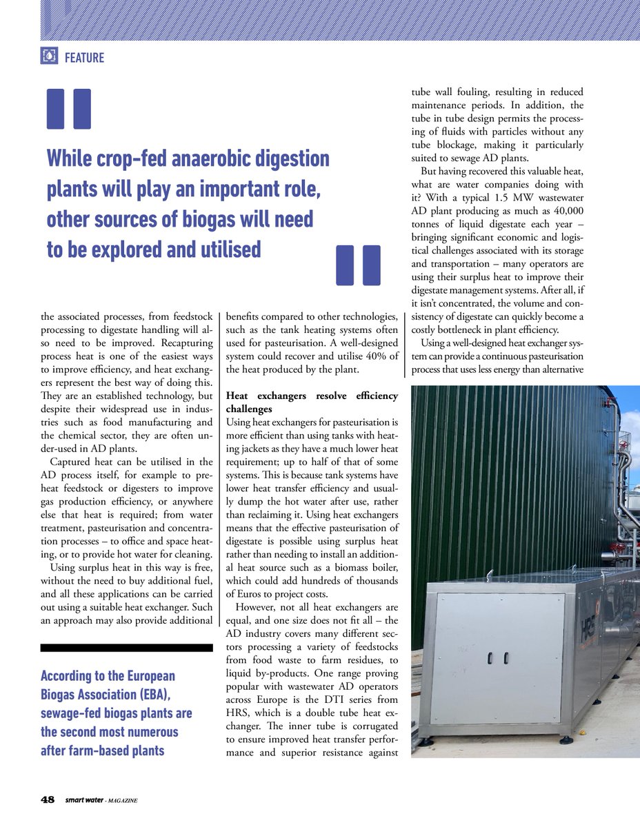 smartwatermag's tweet photo. Heat exchanger technology by @HRSHeatEx helps address efficiency challenges and maximise biogas production when turning #sewage into energy.
#SWMB13
https://t.co/irTNLeqZmC https://t.co/Q52NJ9iiQo