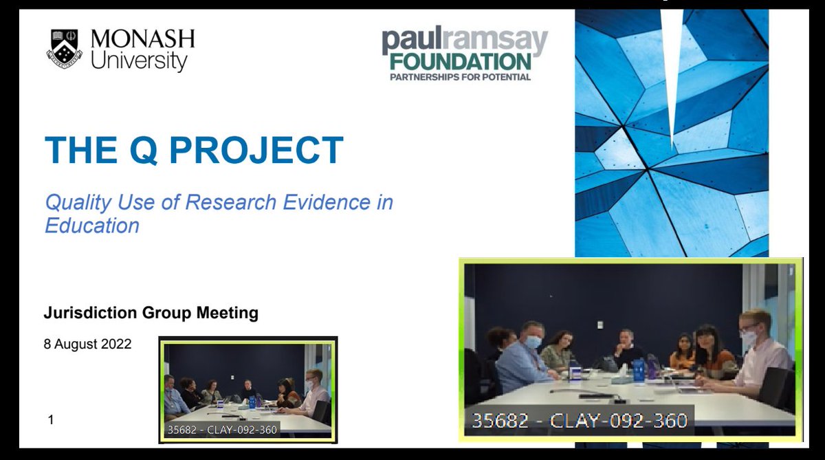 MonashQLab's tweet photo. It's always so encouraging to catch up with our Jurisdiction partners & hear their advice & feedback on our project's work! 🙏😊🔎
#QPartners #ResearchUse
@DETVic @CEMelbourne @QLDEducation
@NSWEducation @edu_sagov @acelaustralia @aitsl @EdResearchAU https://t.co/BrTpVtO5Fj