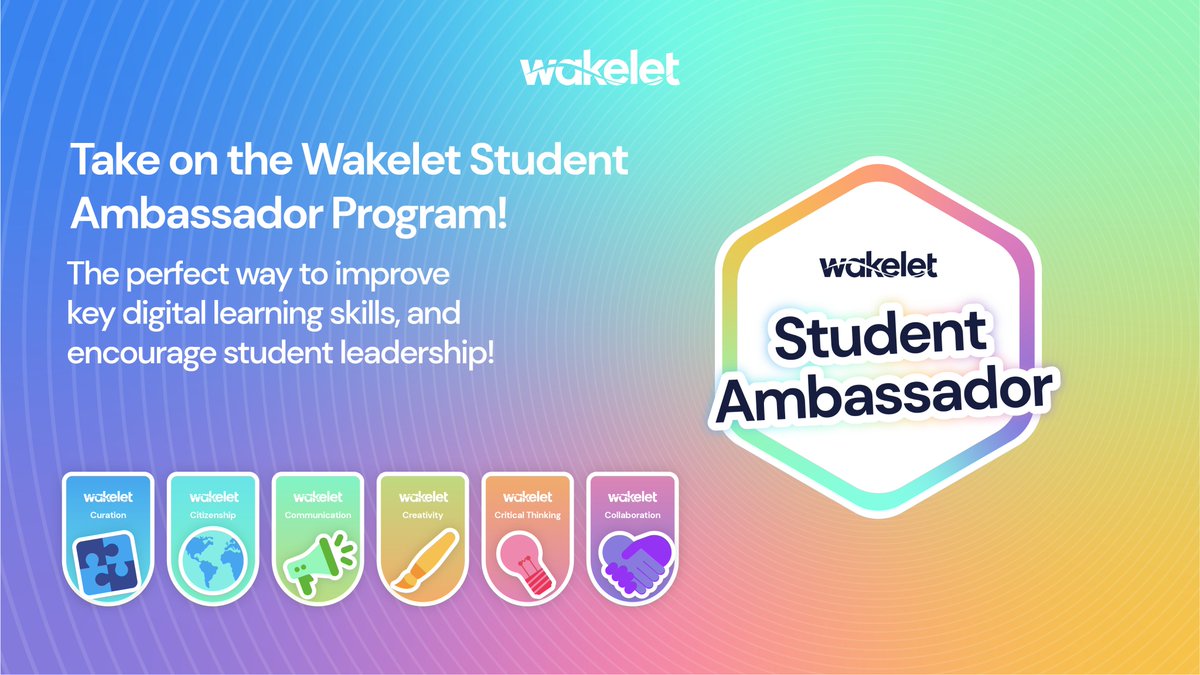 Improve your students' digital learning skills with the Wakelet Student Ambassador Program!🚀 

💪 Take on 6 tasks with your class
💯 Earn badges and certificates
🔥 Empower your students to become leaders!

Enrol your students today: community.wakelet.com/studentambassa…