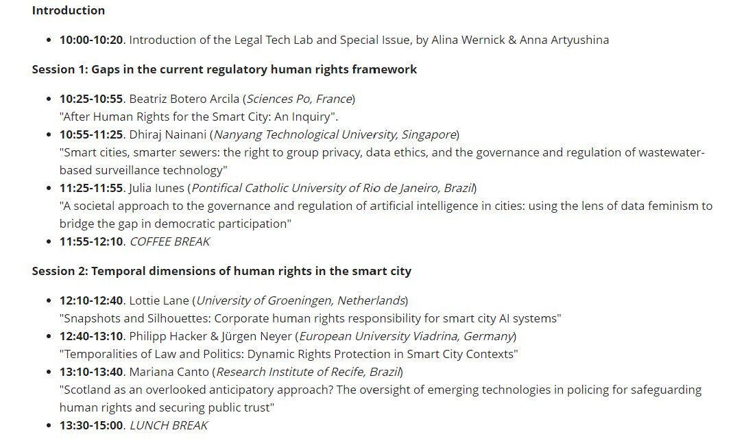 LegalTechLab (@legaltechhel) on Twitter photo Want to hear more about the #humanrights implications of #smartcity tech? Join us at the “Future-proofing the city” conference on 26 August 2022! Registration for online event & more info helsinki.fi/en/conferences… <a href="/KoneenSaatio/">Koneen Säätiö</a> <a href="/PolicyR/">Internet Policy Review @policyr.bsky.social</a>
<a href="/HelsinkiHSSH/">Helsinki Institute of Social Sciences & Humanities</a> <a href="/STS_YorkU/">STS York University</a> <a href="/CITY_at_YorkU/">CITY Institute</a> Want to hear more about the #humanrights implications of #smartcity tech? Join us at the “Future-proofing the city” conference on 26 August 2022! Registration for online event & more info helsinki.fi/en/conferences… <a href="/KoneenSaatio/">Koneen Säätiö</a> <a href="/PolicyR/">Internet Policy Review @policyr.bsky.social</a>
<a href="/HelsinkiHSSH/">Helsinki Institute of Social Sciences & Humanities</a> <a href="/STS_YorkU/">STS York University</a> <a href="/CITY_at_YorkU/">CITY Institute</a>