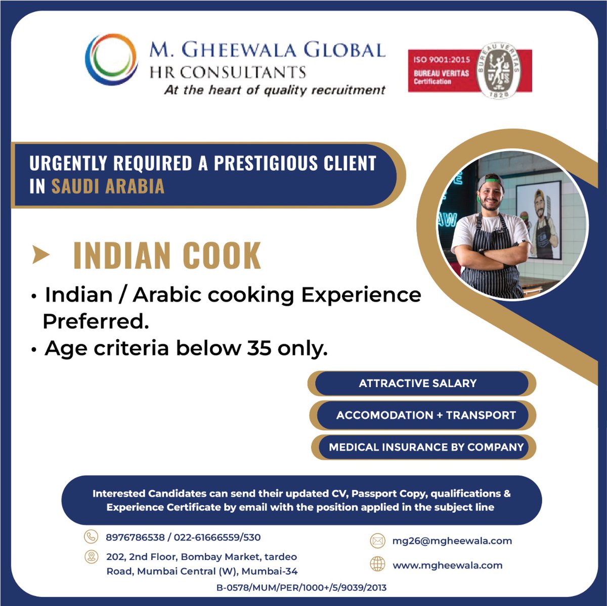 mgheewala_hrc's tweet photo. Job Vacancies for #SaudiArabia
Interested Candidates can send the updated resume to mg26@mgheewala.com
Learn More https://t.co/Ps4bxv2mB1
#indiancook #indianchef #cookingchef #arabfood #arabcuisine #arabcuisineexperience #ethicalrecruitment #saudijobs https://t.co/iZudbtVtip