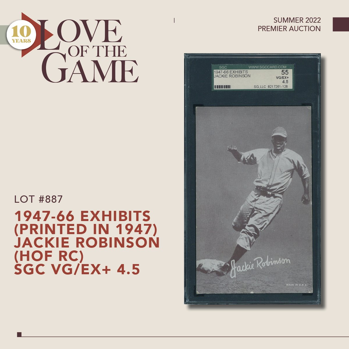 LOTGAuctions's tweet photo. Outstanding 1947-66 Exhibits Jackie Robinson, with markings consistent with 1947 printing - Jackie Robinson rookie card!  #TheHobby #GoSGC #HOFRookies #JackieRobinson #HeWasSafe #DemBums #LOTGAuctions https://t.co/G5anmDrWqG