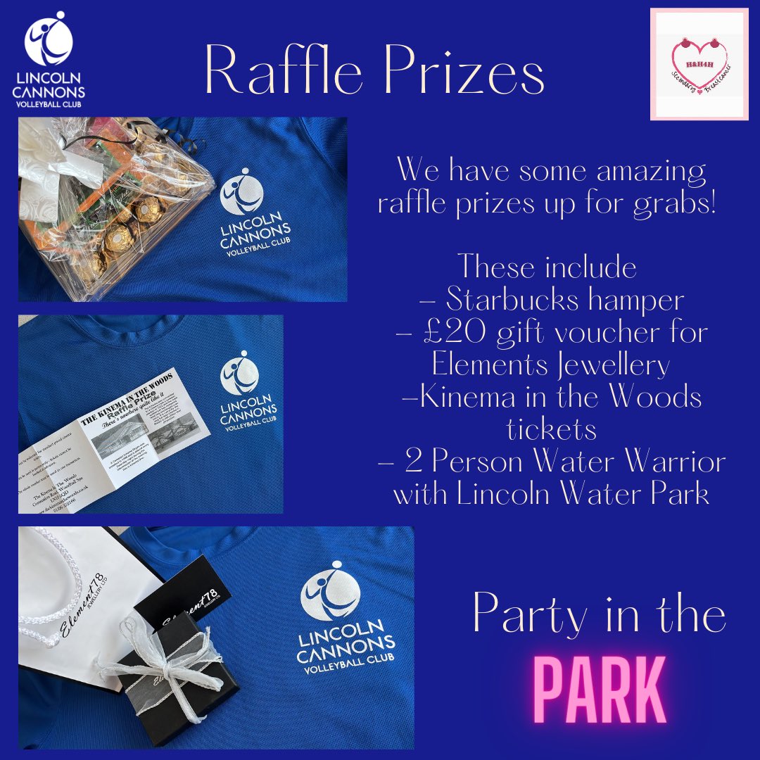 We have some AMAZING raffle prizes up for grabs this weekend at Party in the Park! From water park tickets to chocolate, from jewellery to <a href="/thekinema/">Kinema in The Woods</a> tickets- we’ve got it all! Get in touch to buy your tickets, you’ve got to be in it to win it!🏐 #comeoncannons #partylikeacannon