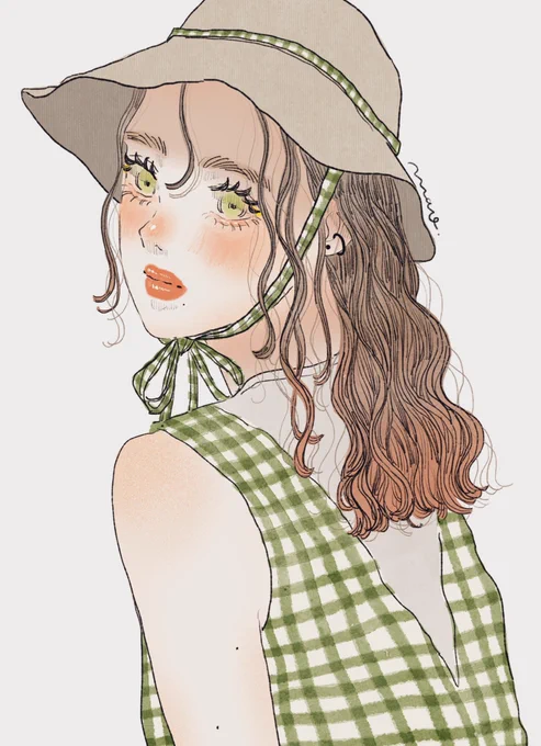 続グリーンチェック#イラスト#illustration 