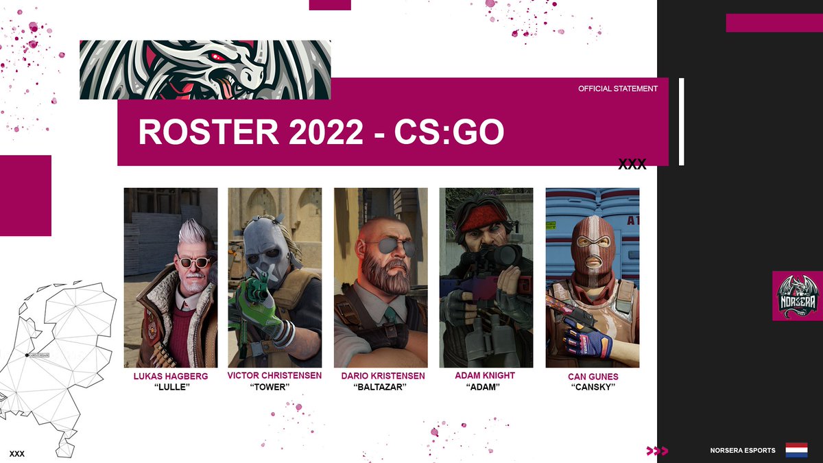 👀We are BACK and very excited to announce our Main CS:GO roster! 

👑Let's give them a warm welcome! 

<a href="/CanskyCS/">Cansky</a> 
<a href="/LulleCSGO/">LullE</a> 
<a href="/BaltazarCS/">Baltazar</a> 
<a href="/Tower_CS/">Victor Christensen</a> 
@AKGHOSTIE 

#hicsuntdracones #csgo #ESEAMain