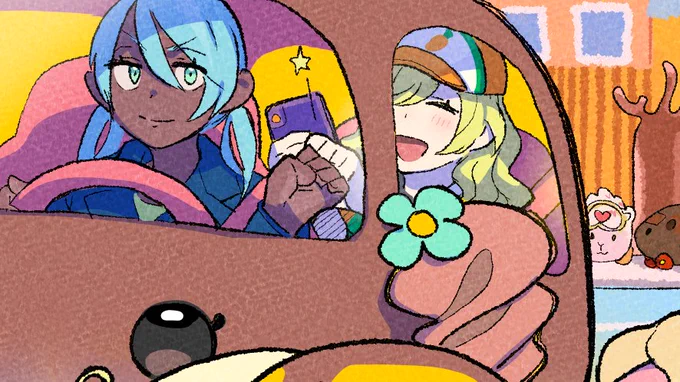 チョコちゃん運転手こうなりました。仲良し二人の特徴がチョコちゃんに反映しているというていで逆算して顔まわりをデザインしました。 