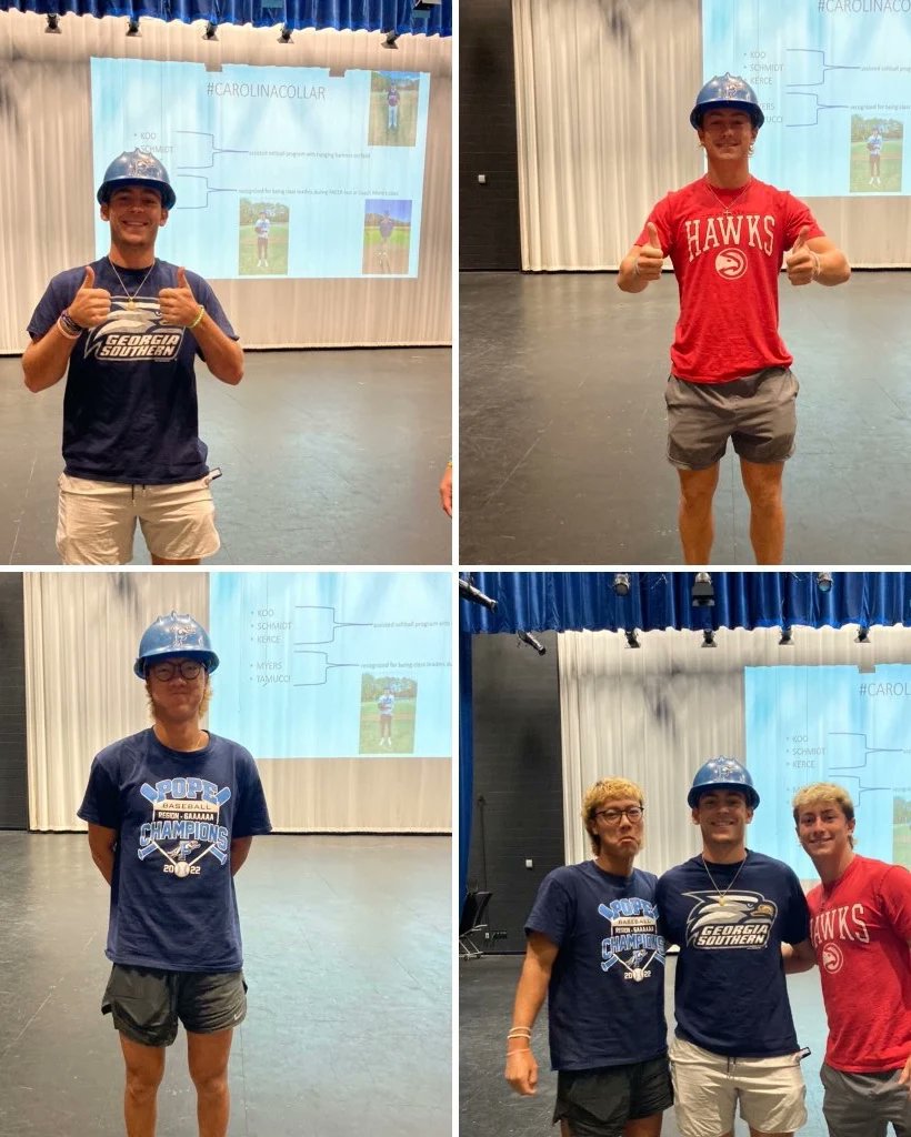 Pope_Baseball's tweet photo. Congrats to our 1st #CarolinaCollar recipients
#calvinkoo @kentschmidt_ @CarsonKerce donated their time to help the softball team clean up after storm damage
@jack_myers04 & @GriffinTamucci were recognized in their PE class for motivating classmates & assisting as class leaders https://t.co/tjMLkEymes