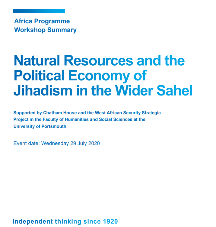 WA_Network's tweet photo. A summary of papers prepared by speakers at our private workshop held on ‘Natural Resources &amp; the Political Economy of Jihadism in the Wider Sahel’ with @ChathamHouse is now available to read: 
https://t.co/Cb2VcB9ixe

#WestAfrica #NorthAfrica #SaharaDesert #Naturalresourceslaw https://t.co/a1XRryF6DP