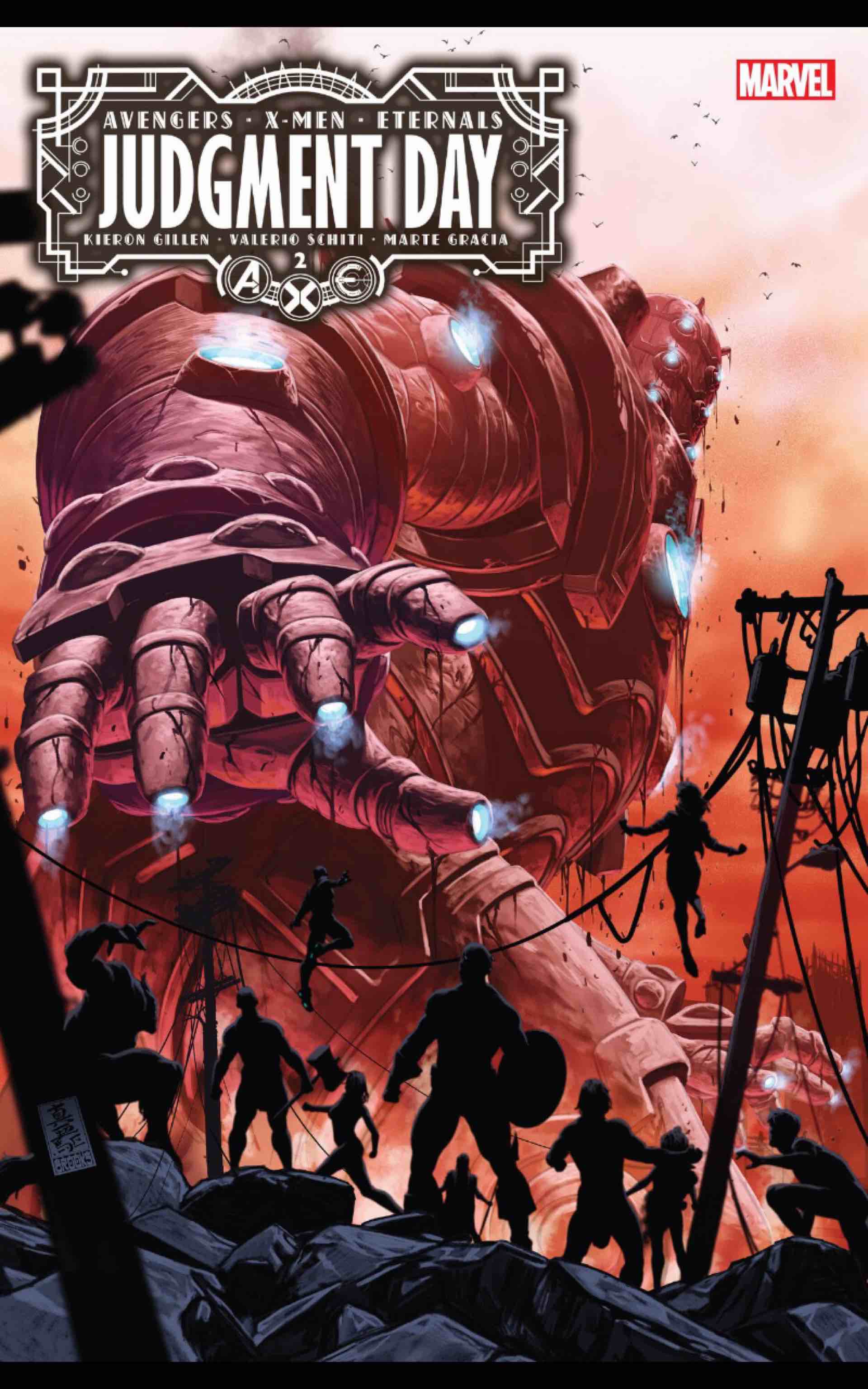 早坂よもぎ Judgement Day 2 ミュータント抹殺のため 地球規模で暴れ回るエターナルズの最終兵器 X Men はアベンジャーズと共に これに対抗 またトニーはエイジャックと共に 従来とは異なるプロトコルを持つ新たな神の建造を急ぐ 一人一人の