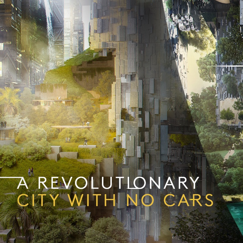 NEOM's tweet photo. A city with clean air for everyone, that uses natural ventilation and produces zero carbon or pollution.  
#TheLINE #NEOM