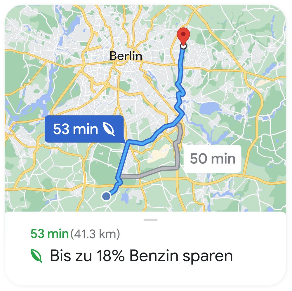 Das hier ist richtig gut: ab sofort werden auf <a href="/googlemaps/">Google Maps</a> kraftstoffsparende Routen angezeigt. Du brauchst 3 Minuten länger, kannst aber bis zu 18% Benzin sparen? Hier entlang!