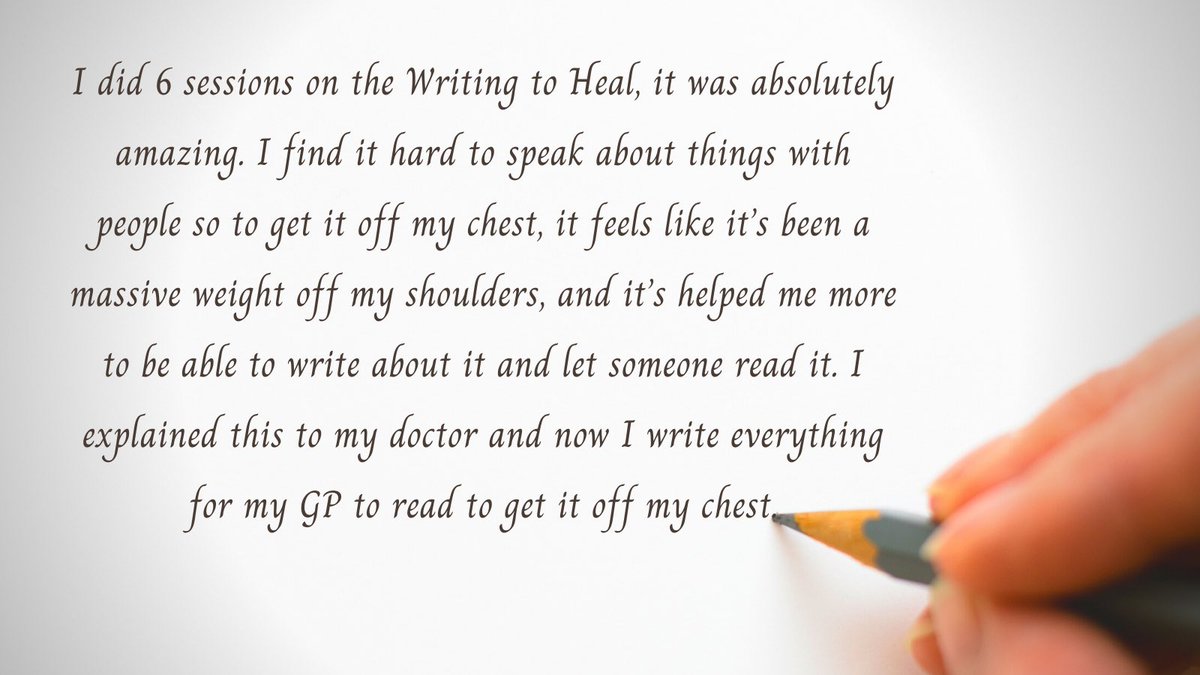 Some feedback taken by @HWSalford on the impact of our Reading & Writing Therapy project delivered in partnership with @ZunTold #innovation #writingtoheal #readingtherapy @LWinSalford @MattersSalford @SalfordCVS @SalfordICP @NadineAPayne @IAmClareM