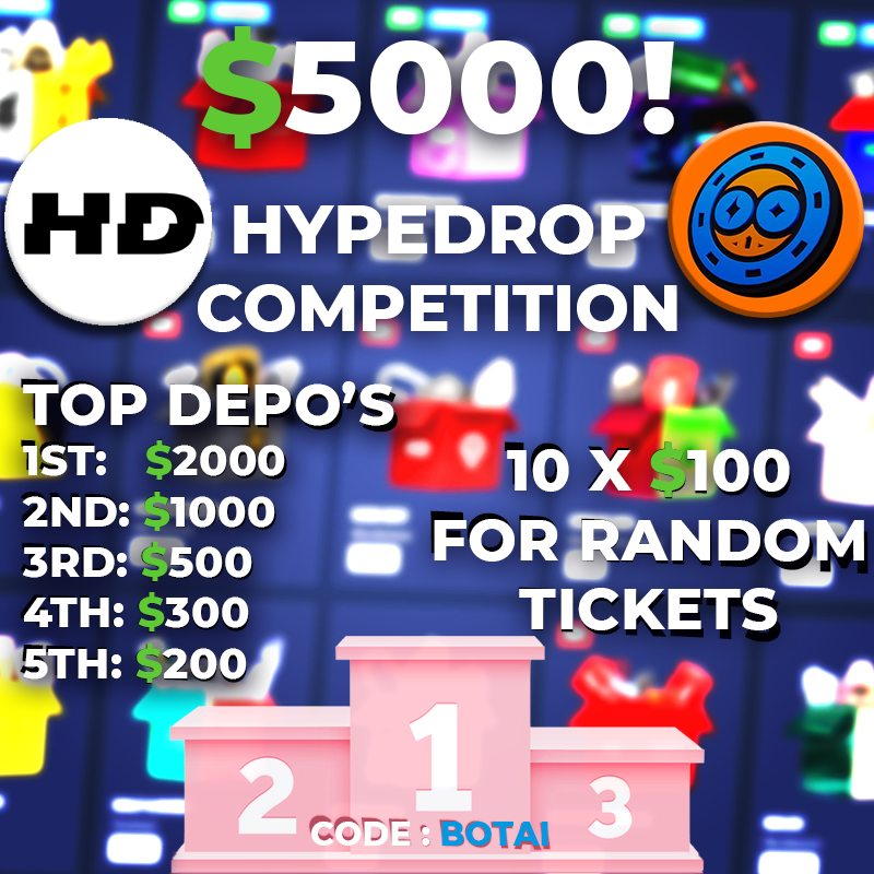 botairtx's tweet photo. ‼️🍀DOUBLED🍀‼️
🍀❣️$5000+ Hypedrop comp❣️🍀
✅$50 to random RT + Tag✅
🥳Prizes ($5k)🥳
🥇Top depo: $2k
🥈2nd: $1k
🥉3rd: $500
🎖️4th: $300
🎖️5th: $200
🎖️10 x $100 to random tiks! ($10 = 1 ticket)
👉https://t.co/4J6Zg8Q0EN👈
⏰Rolls in 13D!⏰
‼️Code "Botai" 
‼️Post username https://t.co/zQ7Kb5Uyqj