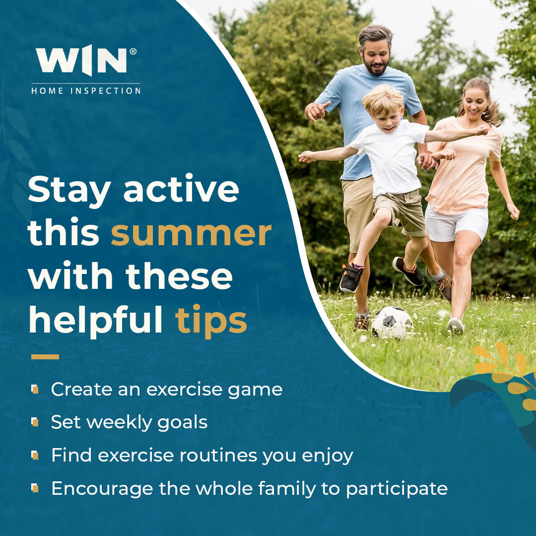 WINHomeInspect's tweet photo. It's National Exercise With Your Child Week! Follow these fun tips to get you and your family active this Summer.
#NationalExerciseWithYourChildWeek #exercise #child #parent #tips #family #summer https://t.co/KKAS2CIzmm