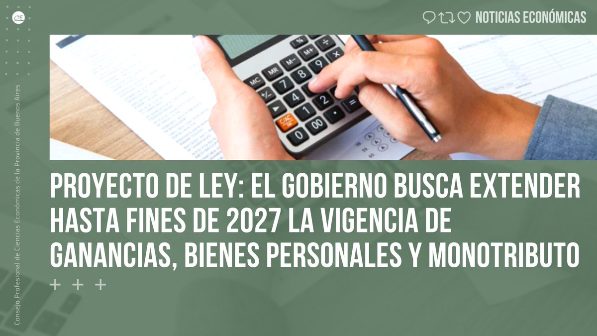 cpcebuenosaires's tweet photo. #NoticiasEconómicas La iniciativa busca prorrogar hasta el 31 de diciembre de 2027 la vigencia de Ganancias, Bienes Personales, Monotributo, entre otros gravámenes.
https://t.co/EfzOxmqYCE
#cpba #consejoprofesional #cpcebuenosaires #cienciaseconomicas #cpce #cpcepba #economicas https://t.co/RqOSjYfb3d