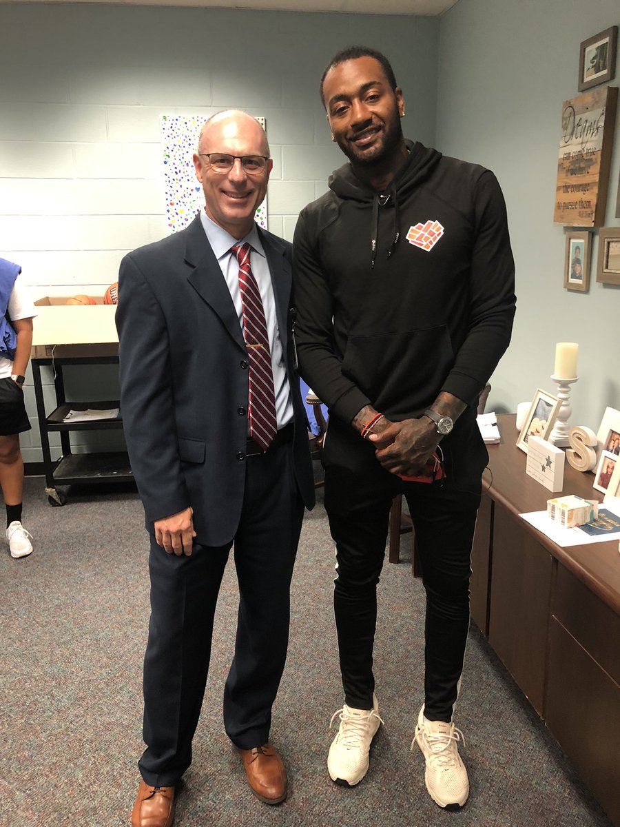 Exciting morning <a href="/DurantEagles/">Durant Elementary</a> with <a href="/DurantRoadES/">DRESprincipal</a> with NBA star <a href="/JohnWall/">John Wall</a> visiting. He did the AM announcements and visited classrooms. His family foundation is adopting the school this year!