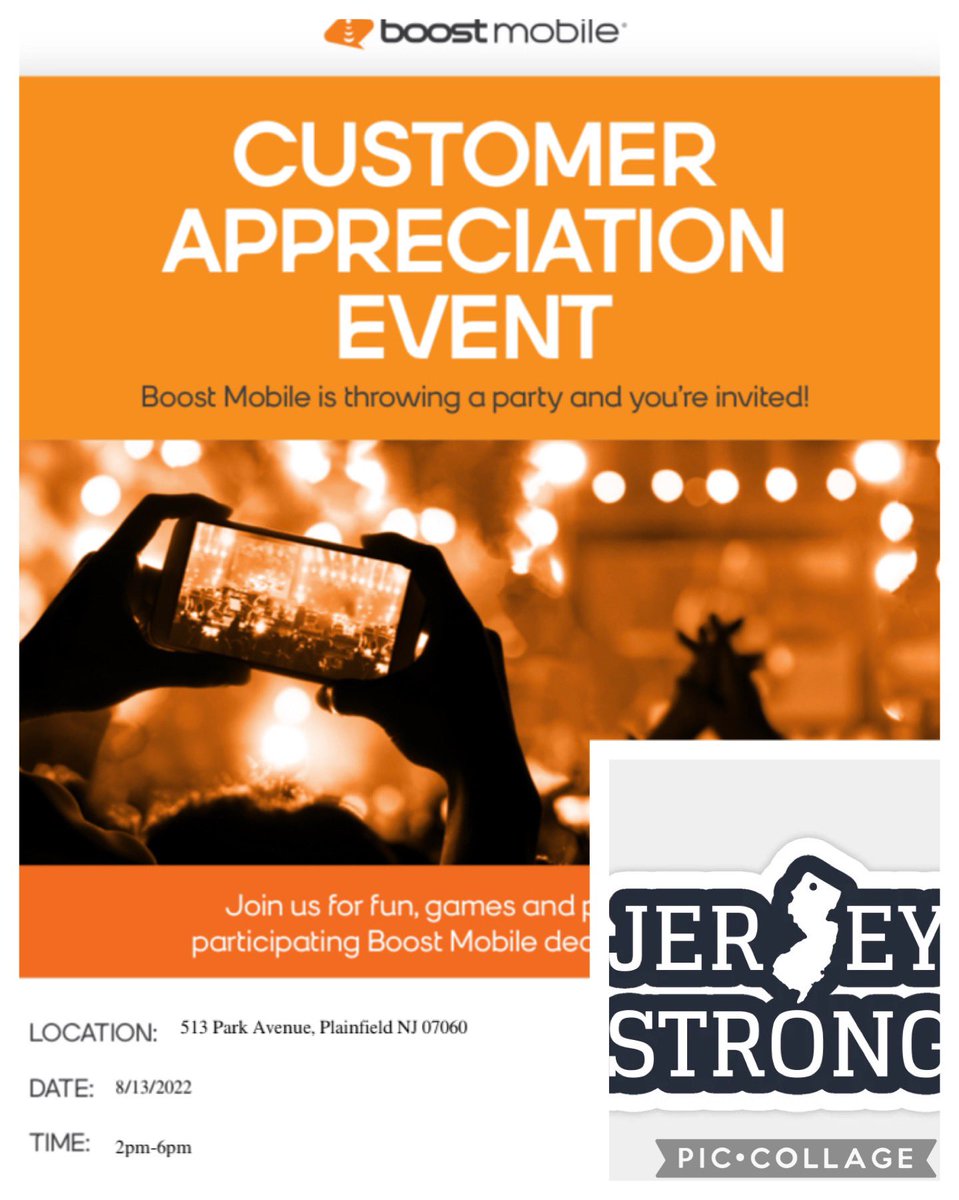 SteveKBoostmobile (@stevekboost) on Twitter photo Come join Boost Mobile Dj Event!Saturday 8/13 519 Park Ave # Plainfield NJ 2-6pm💥LiveDj/FREE 📱 when SWITCH/Boost Giveaways &more!!🎉🎊<a href="/mattmboost/">Matt M</a> @BoostMobileJose <a href="/PedroBoost1/">Pedro.Mota</a> <a href="/BoostSylver/">BoostMobileSylver</a> <a href="/S00536915/">Shawn A</a> Come join Boost Mobile Dj Event!Saturday 8/13 519 Park Ave # Plainfield NJ 2-6pm💥LiveDj/FREE 📱 when SWITCH/Boost Giveaways &more!!🎉🎊<a href="/mattmboost/">Matt M</a> @BoostMobileJose <a href="/PedroBoost1/">Pedro.Mota</a> <a href="/BoostSylver/">BoostMobileSylver</a> <a href="/S00536915/">Shawn A</a>