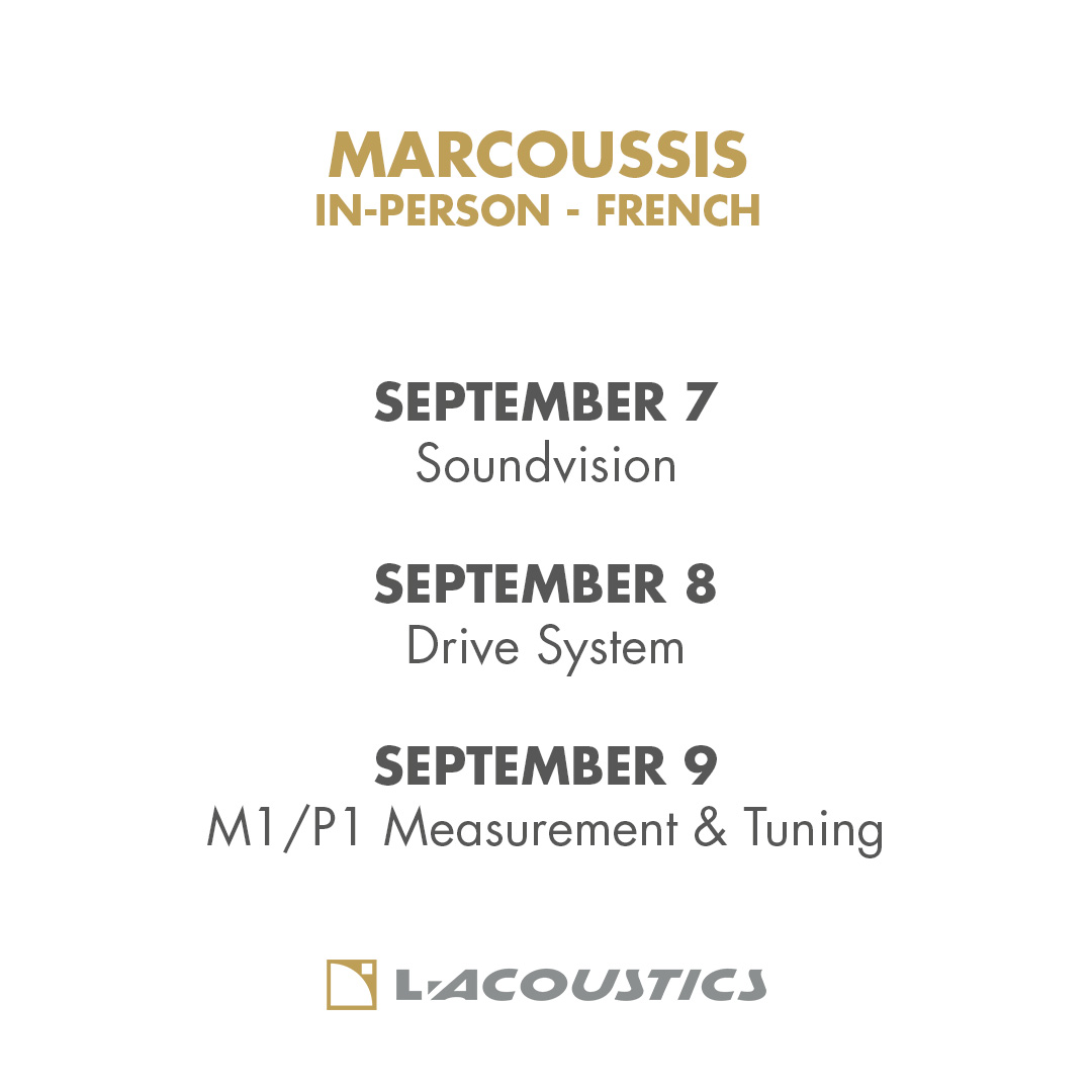 L_ACOUSTICS's tweet photo. September is fast approaching! Have you taken a look at our #SoundEducation calendar as the summer starts to wind down towards the end of this month?
Online sessions: https://t.co/SUlHrT9N96
Marcoussis: https://t.co/LRvgTDUooA
Westlake: https://t.co/LUmpaogIPL https://t.co/K7J8paXFs6