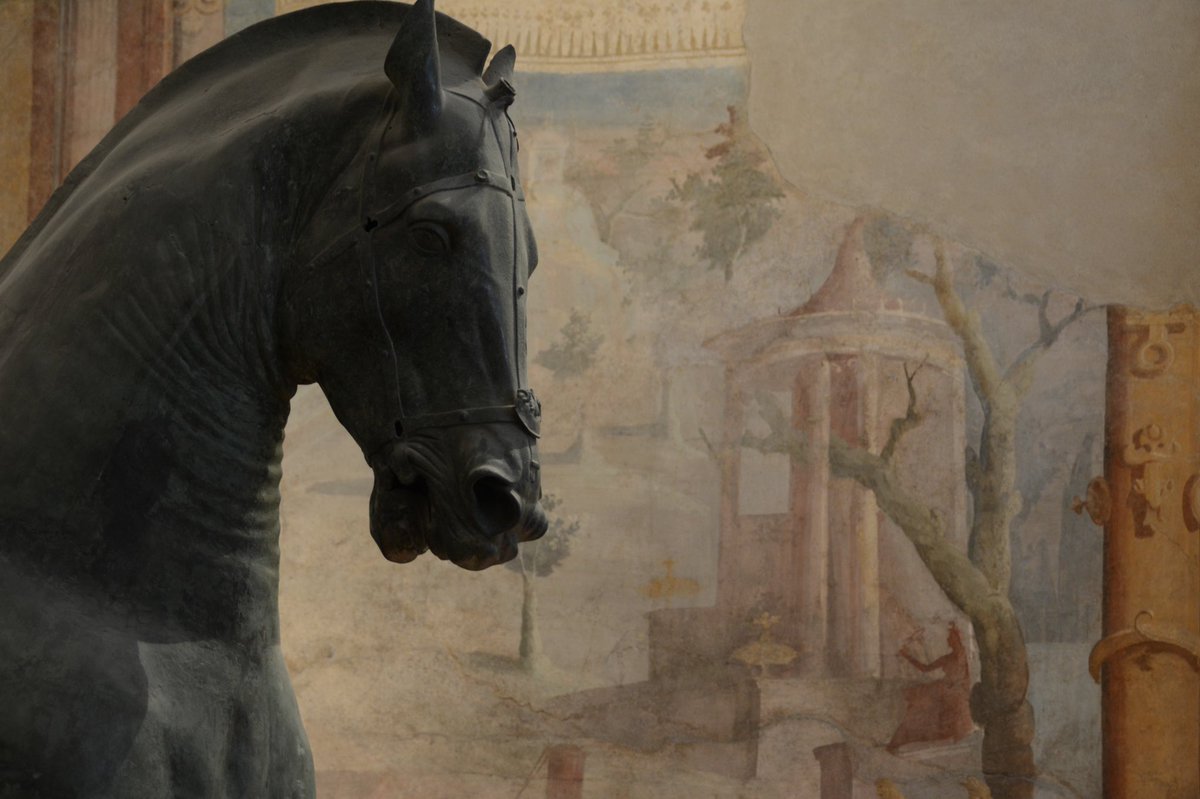 Finally got to see Caligula reunited with his horse… well, nearly.  Discovered in fragments at the foot of the arch to the north of the Forum  in #Pompeii it's thought that the, image size:1200x799