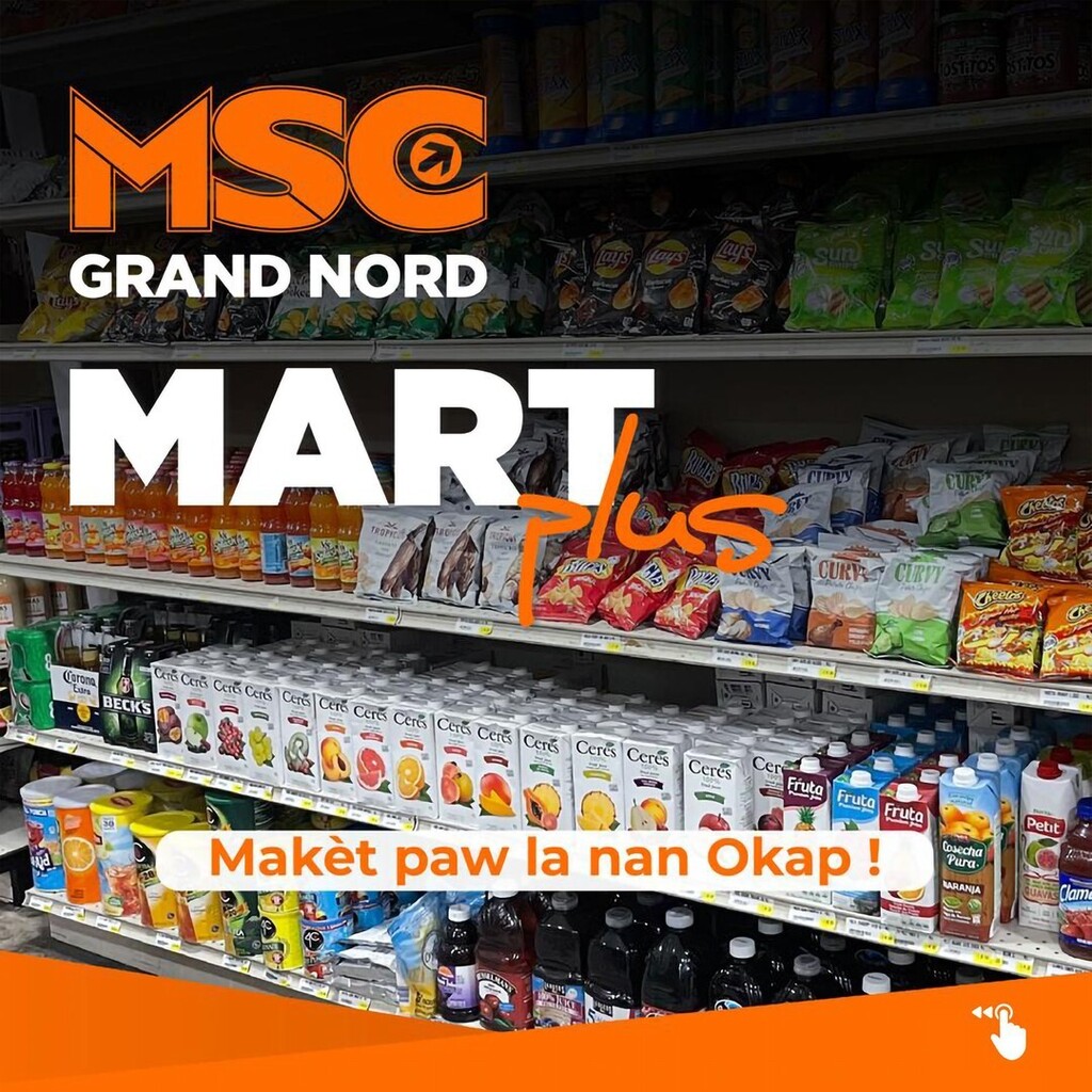 msc_haiti's tweet photo. 🛒 MART Plus ! 
Sèl grenn Makèt pa w la nan OKAP ap tann ou nan MSC Plus Quartier Morin.

Vin pwofite de bon jan pri !

#MartPlus 
#MSCGrandNord 
#MSCPlus 
#PlusPourMoins 
#SuperMarket 
#MSCGroup https://t.co/2SdKfQ1JjB