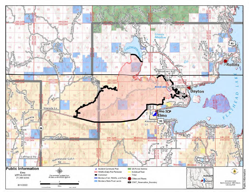 upperwestshore's tweet photo. The #elmo2fire is at 21,349 acres, with containment at 66%, and structure loss 8. For full details https://t.co/TLP02RFPpC or check out our facebook page. #mtfire #flatheadlakemontana https://t.co/XnfNTj8NZp