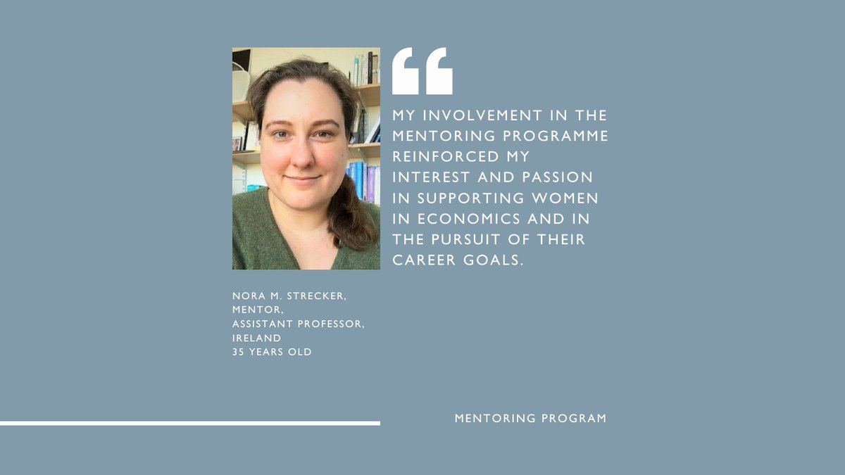 Women_in_Econ's tweet photo. "The monthly talks with my mentee are a highlight in my calendar. I enjoy seeing her develop her passions and encouraging her to pursue her goals." says @StreckerNM about her role as a mentor. You want to take part in the next round of our programme? Applications  are now open.🚀 https://t.co/cC8PqiGnRt