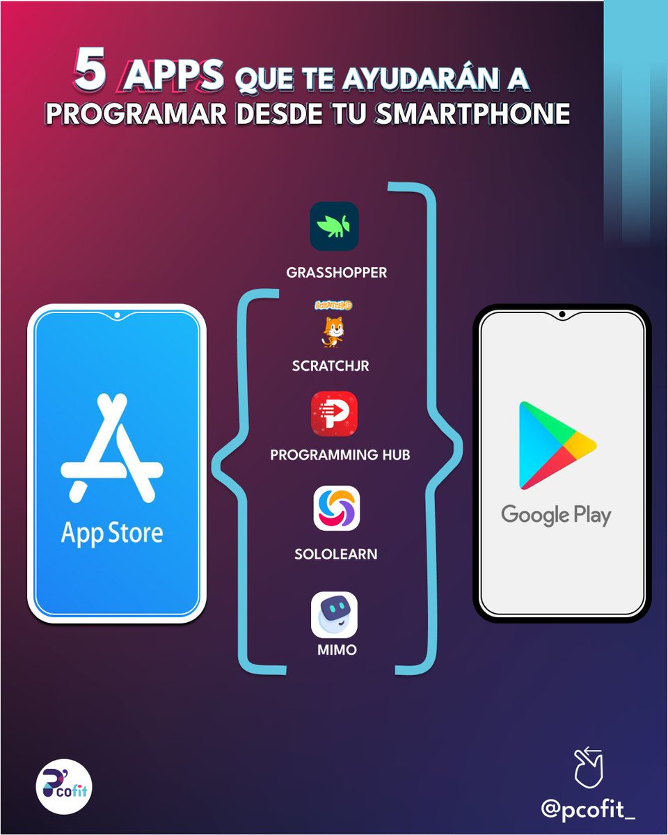 Pcofit's tweet photo. #APPS ¿Sabías que también puedes aprender a programar desde un teléfono inteligente?
Conócelas aquí:👉https://t.co/aSqlIHhavl
#programador #programación #programadores
#informatica #tecnologia #Javascript #python
#desarrolloweb #appdeveloper #remotework #junior #programadoresjr https://t.co/iJ7XXETvn0