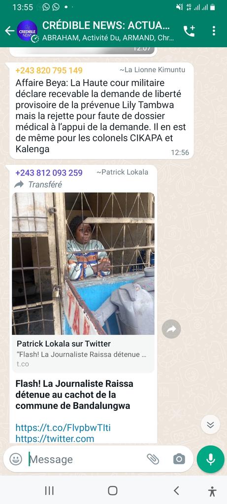 FelixMatudi's tweet photo. @PatrickLokala1 Chers tous, après vérification d faits sur l'arrestation de notre consœur Raïssa auprès des confr proches d'elle, il s'avère qu'il n s'agirait pas d'un délit de presse mais d'un litige entre Raïssa et son bailleur. Luttons ctre les interprétations biaisées. https://t.co/s0XGDB0x7z