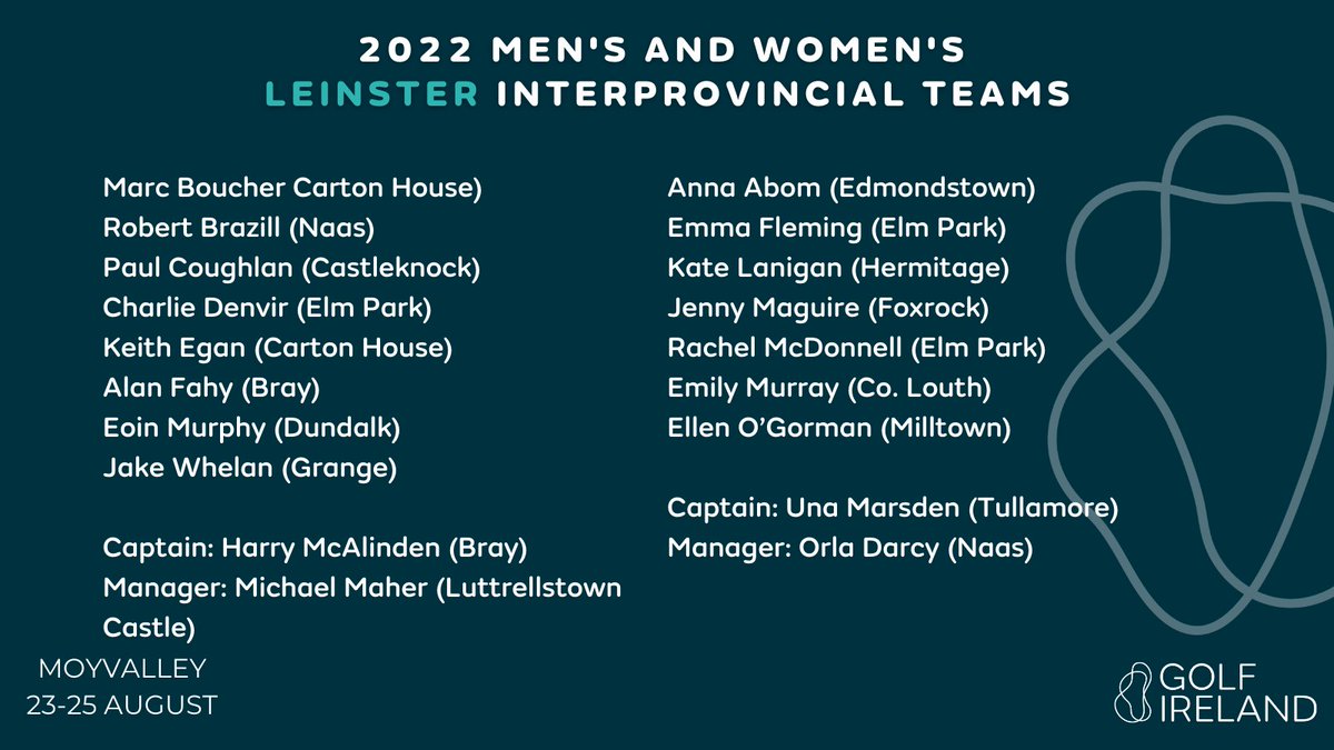 Golf Ireland has announced the eight teams for the upcoming Men's and Women's Interprovincial Matches at <a href="/MoyvalleyR/">Moyvalley Hotel & Golf Resort</a>
 
READ: golfireland.ie/news-detail?ne… #GIInterpros
