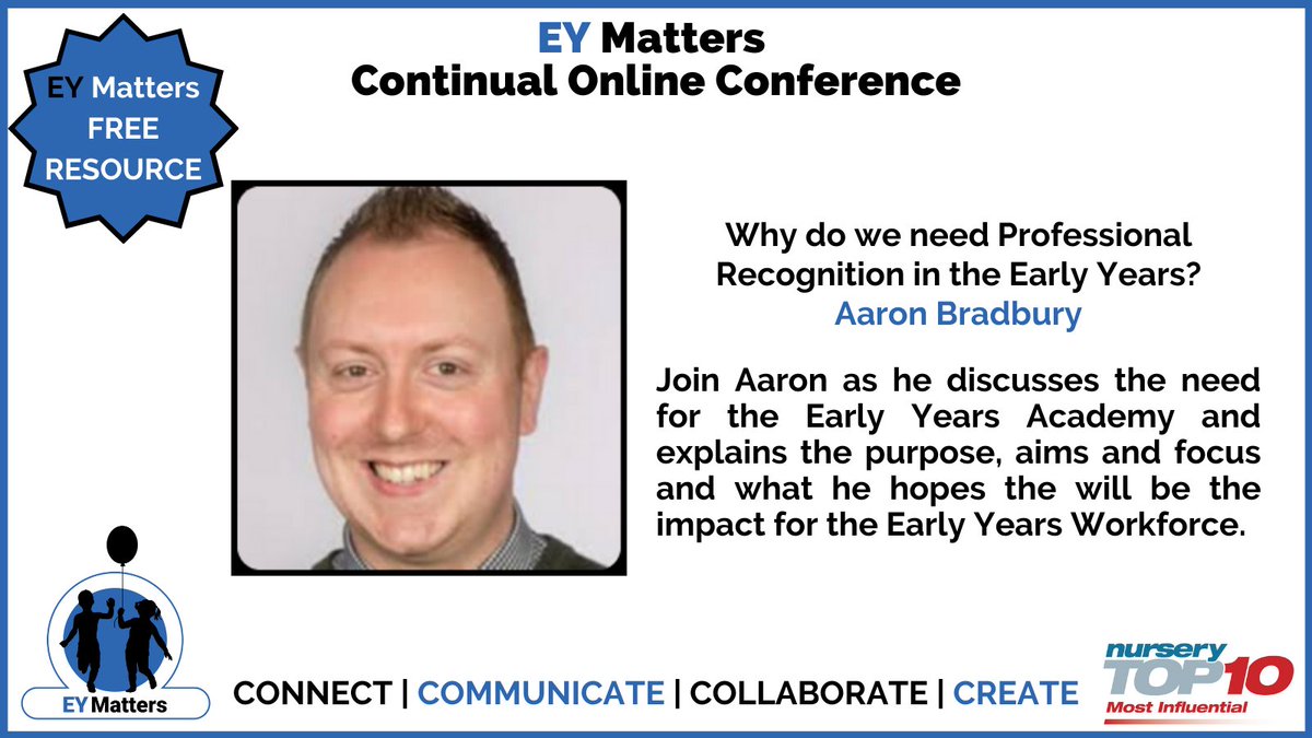 EY_Matters's tweet photo. Why do we need Professional Recognition in #EarlyYears ? 
Join @AaronEarlyYears to find out! A #FreetoAccess presentation - part of our #EYMatters Online Training and Resource Platform
https://t.co/8R7LMDeC0T #SupportingTheSector #EYMatters #TeamEarlyChildhood https://t.co/SZBs4L2BTb